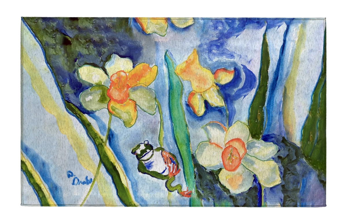 DR1489 Daffodils & Frog Indoor Dornier Area Rug 20x32