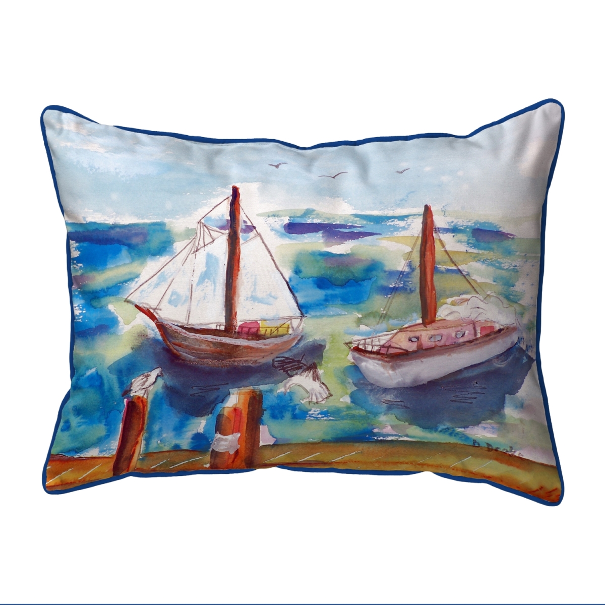 Picture of Betsy Drake Interiors HJ933 Two Sailboats Large Indoor/Outdoor Pillow 16x20
