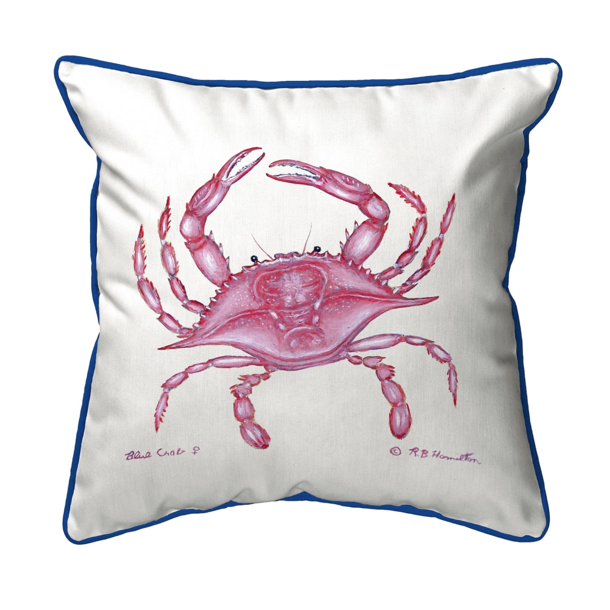 Picture of Betsy Drake Interiors SN102 Pink Crab Small Indoor/Outdoor Pillow 12x12