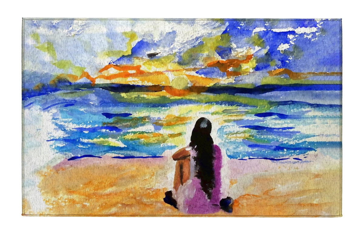 Picture of Betsy Drake Interiors DR1582 Girl & Sunset Indoor Dornier Area Rug 20x32