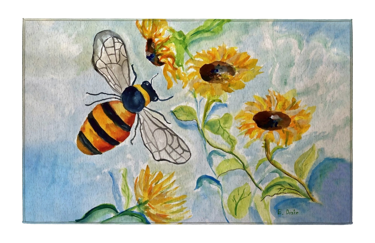 Picture of Betsy Drake Interiors DR1598 Bee & Leaves Indoor Dornier Area Rug 20x32