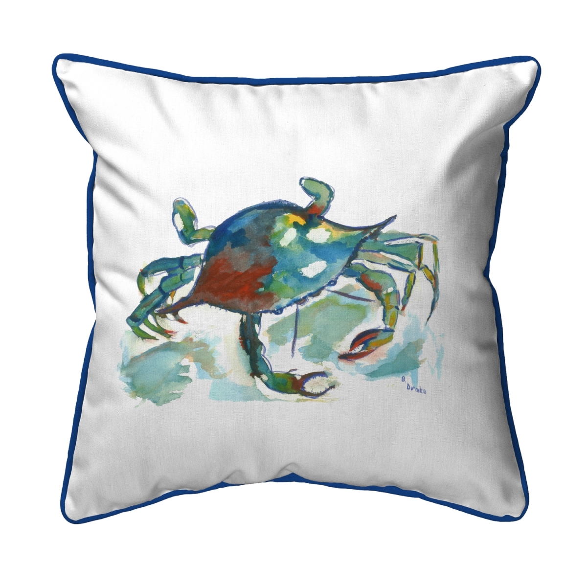 Picture of Betsy Drake Interiors SN105 Betsy&apos;s Crab Small Indoor/Outdoor Pillow 12x12