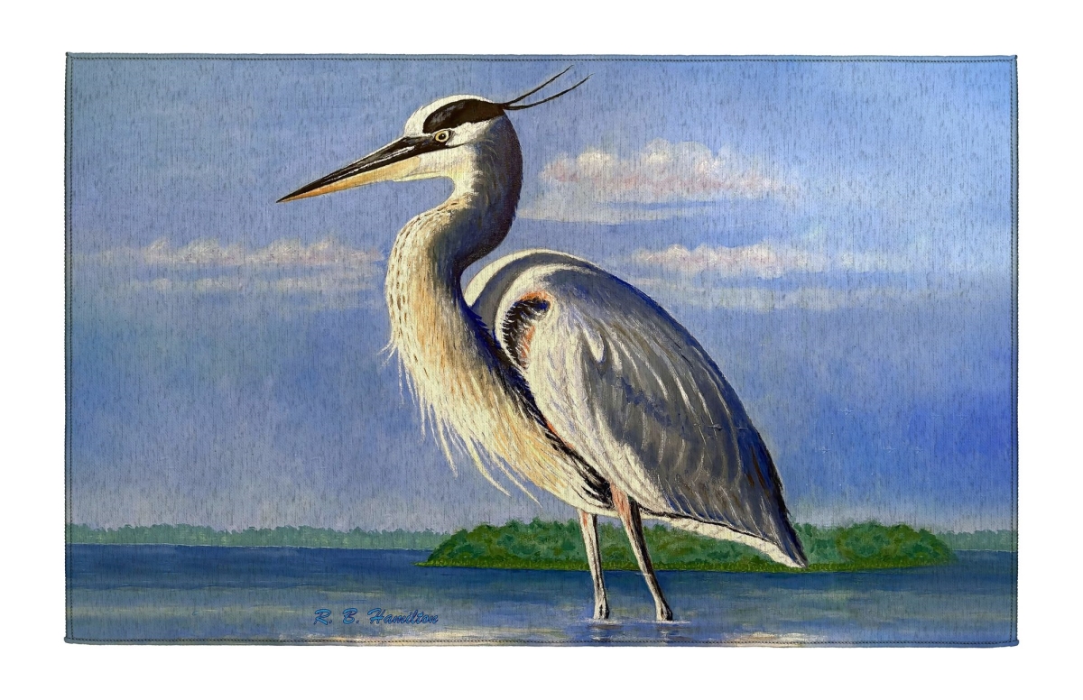 Picture of Betsy Drake Interiors DR1602 Big Blue Heron Indoor Dornier Area Rug 20x32