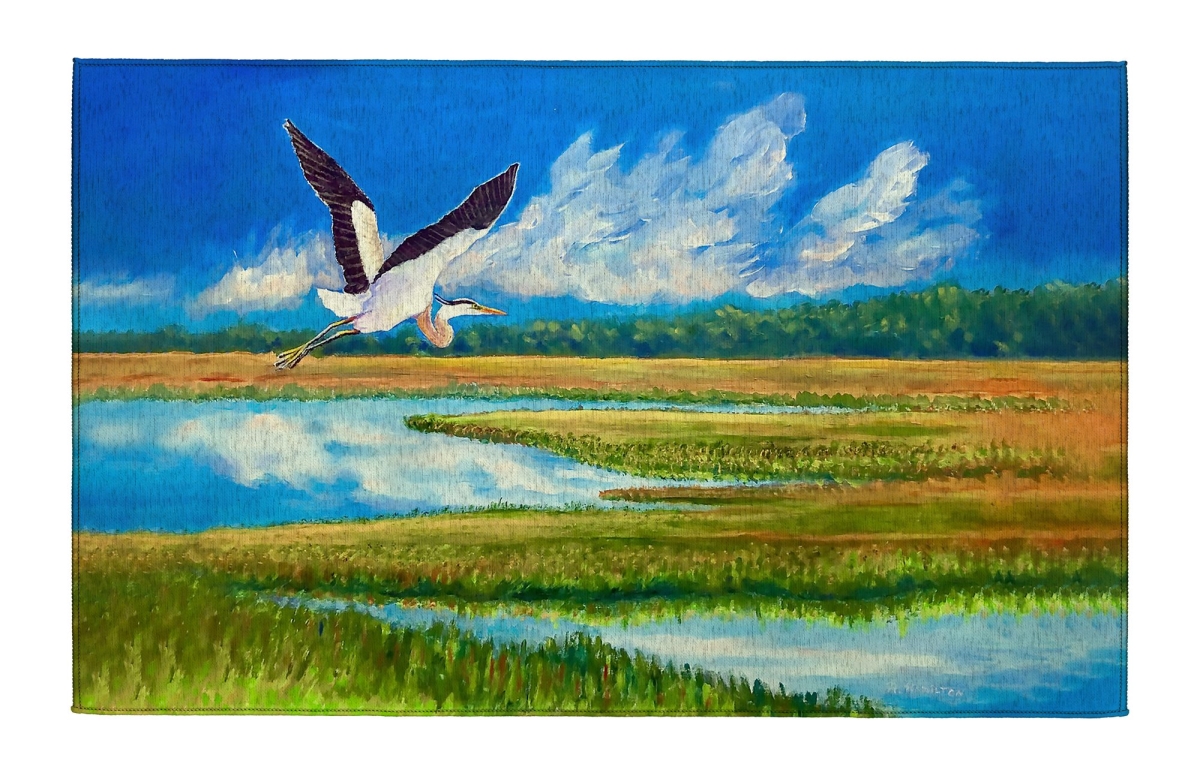 DR1511 Blue Heron Over Marsh Indoor Dornier Area Rug 20x32