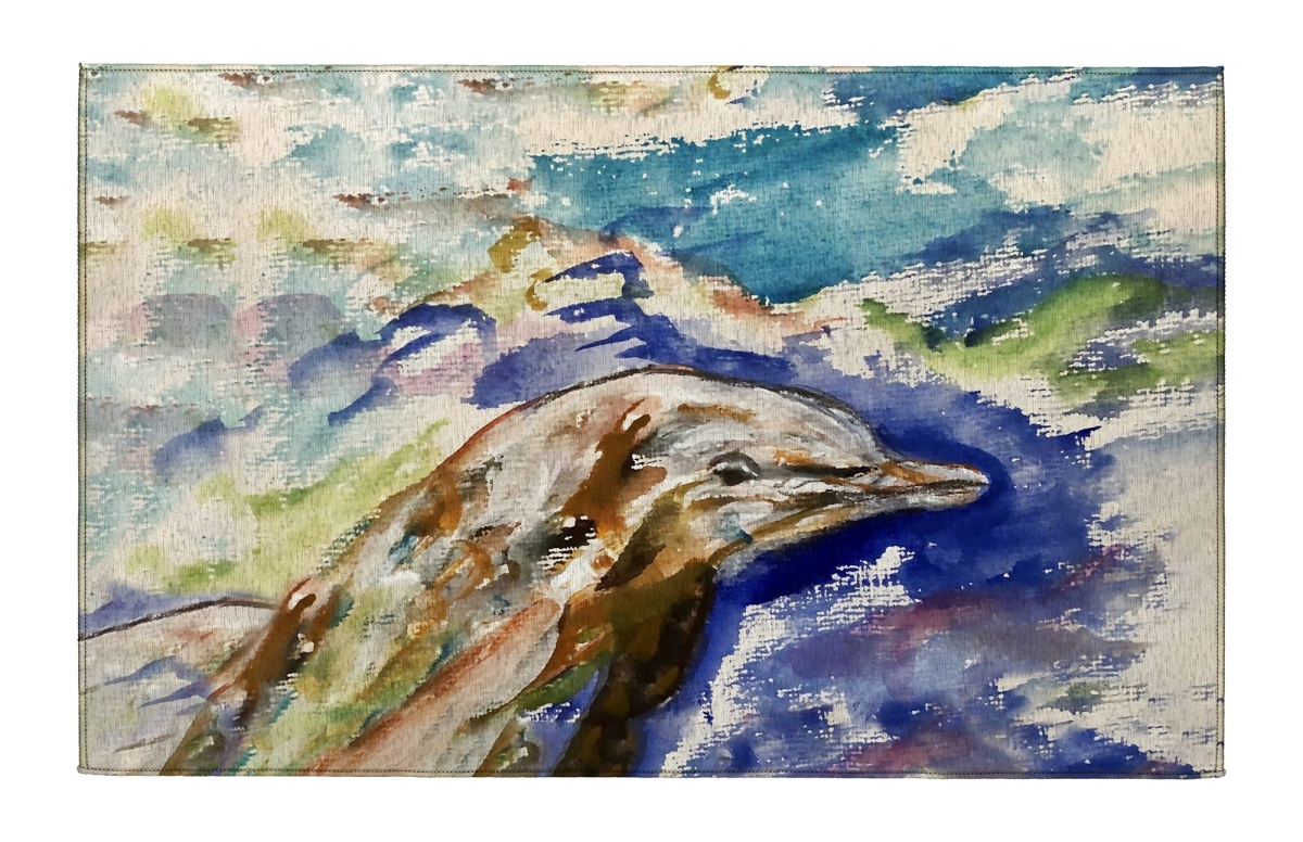 Picture of Betsy Drake Interiors DR1580 Dolphin Portrait Indoor Dornier Area Rug 20x32