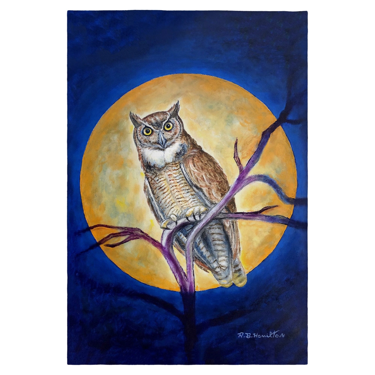 Picture of Betsy Drake Interiors GT1172 Owl in Moon Guest Towel