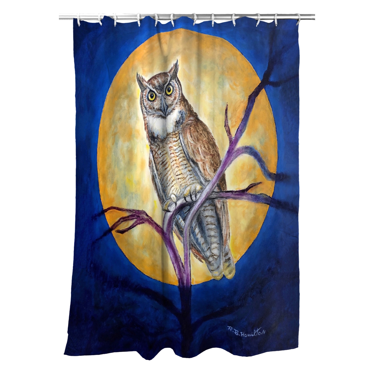 Picture of Betsy Drake Interiors SH1172 Owl in Moon Shower Curtain