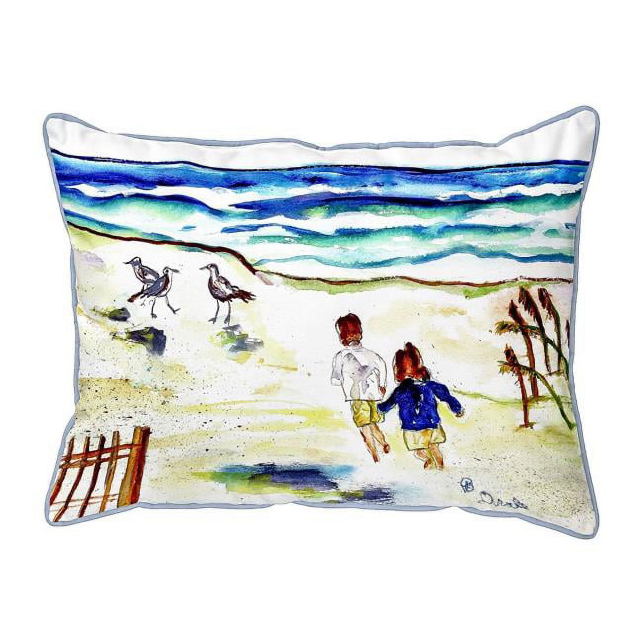 Running at the Beach Large Pillow