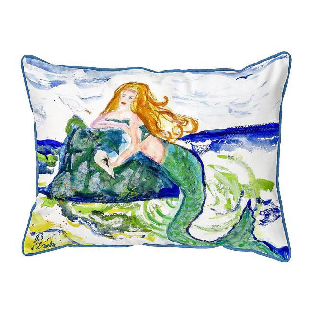 11 x 14 in. Mermaid on Rock Small Pillow