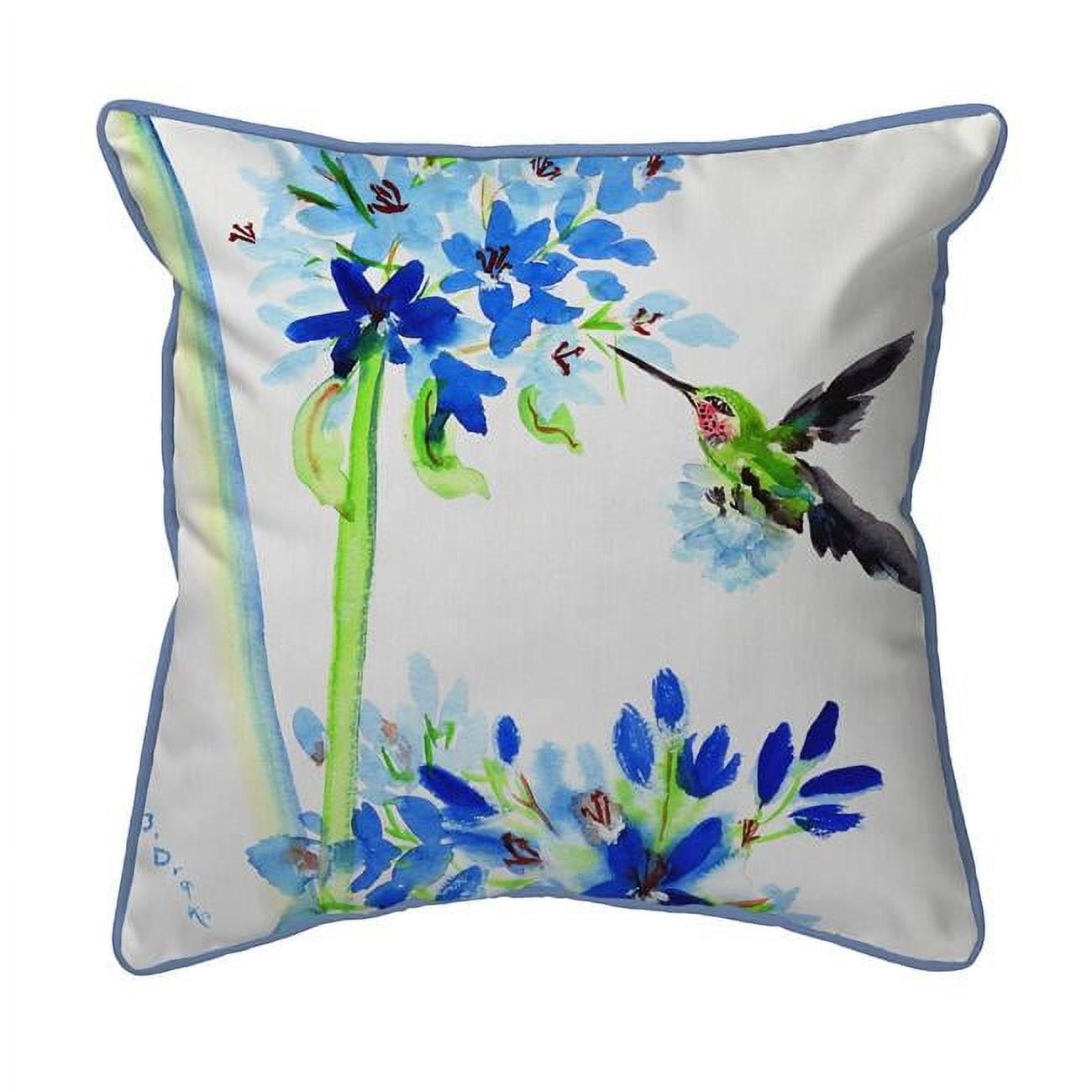 12 x 12 in. Hummingbird & Blue Flowers Small Pillow
