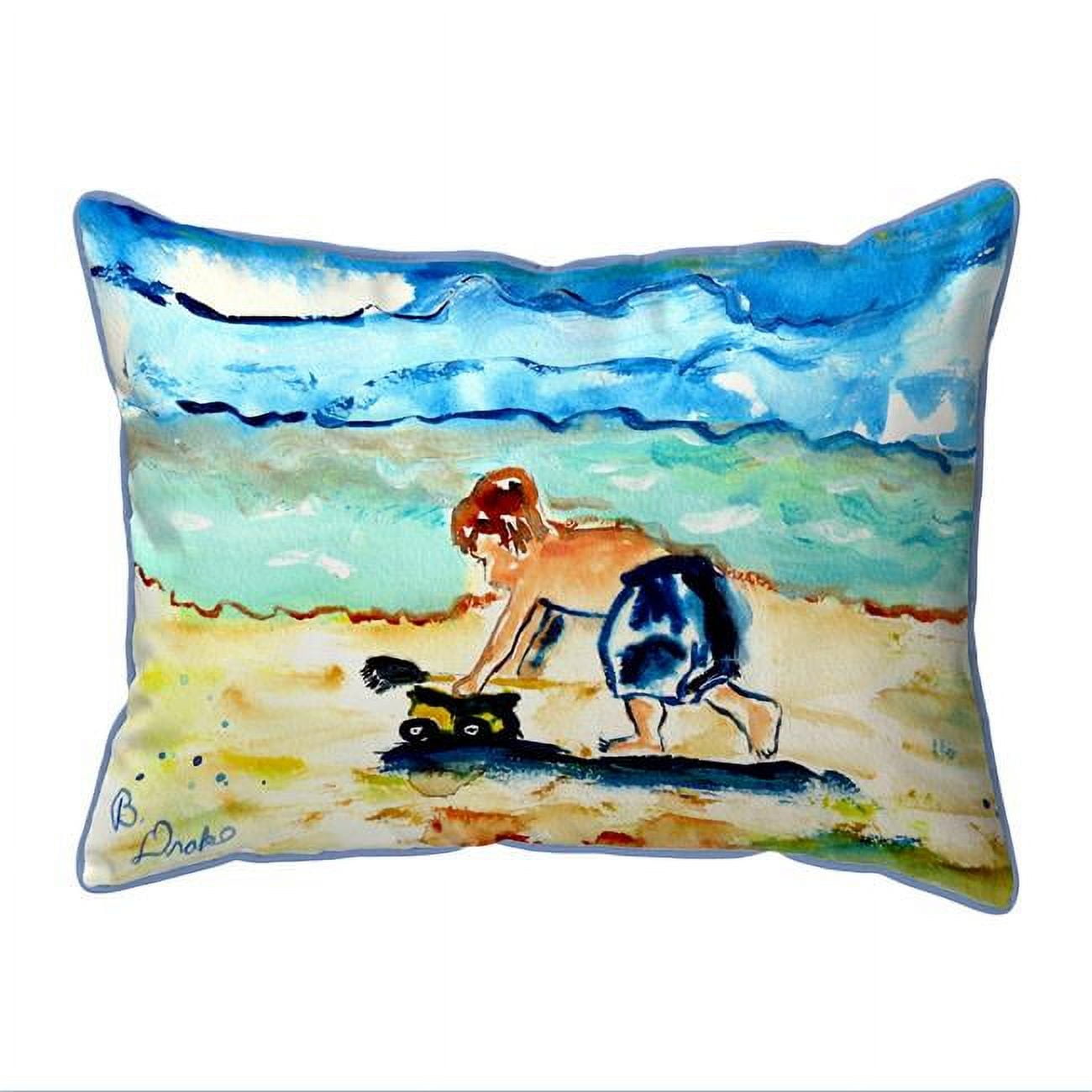 11 x 14 in. Boy & Toy Small Outdoor Pillow