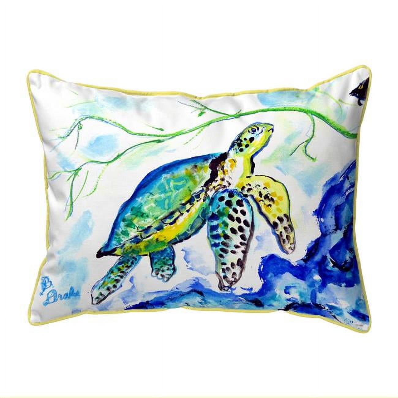 11 x 14 in. Yellow Sea Turtle Small Outdoor Pillow