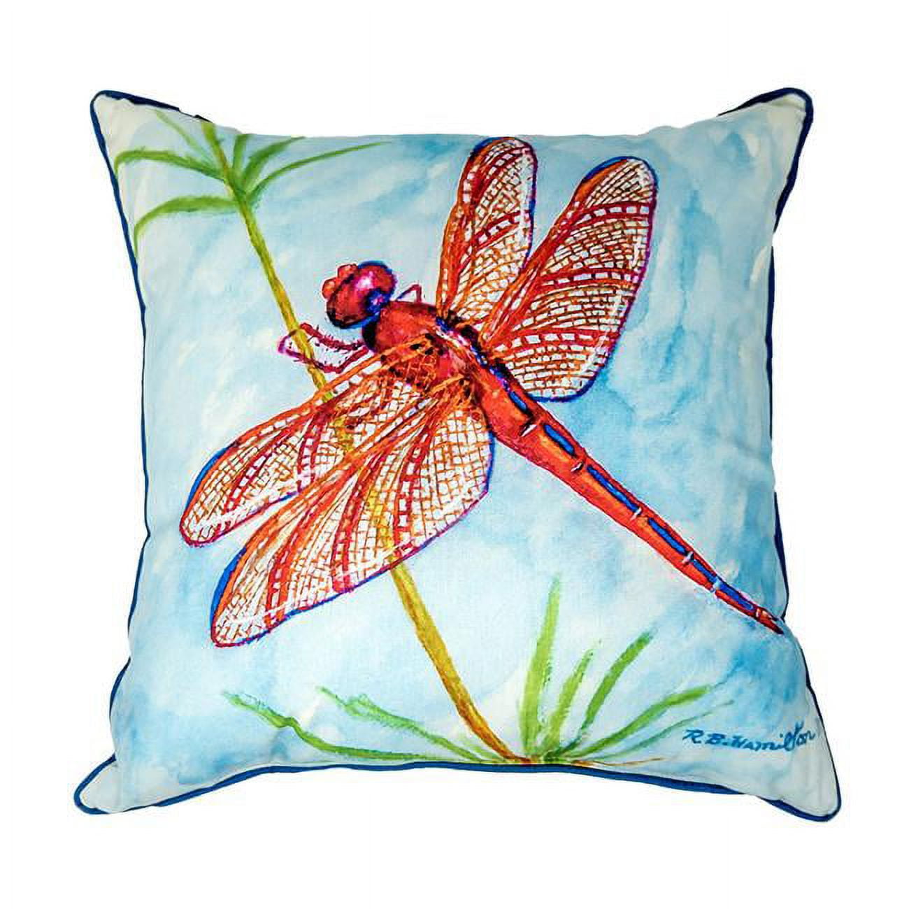 22 x 22 in. Red Dragonfly Extra Large Pillow