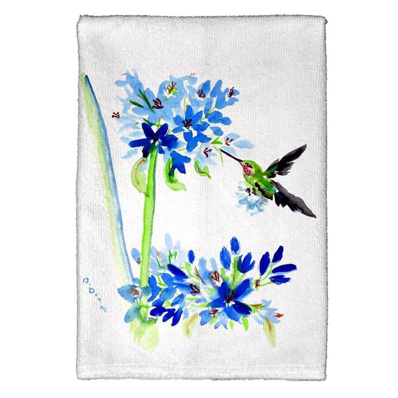 Picture of Betsy Drake KT808 16 x 25 in. Hummingbird & Blue Flower Kitchen Towel
