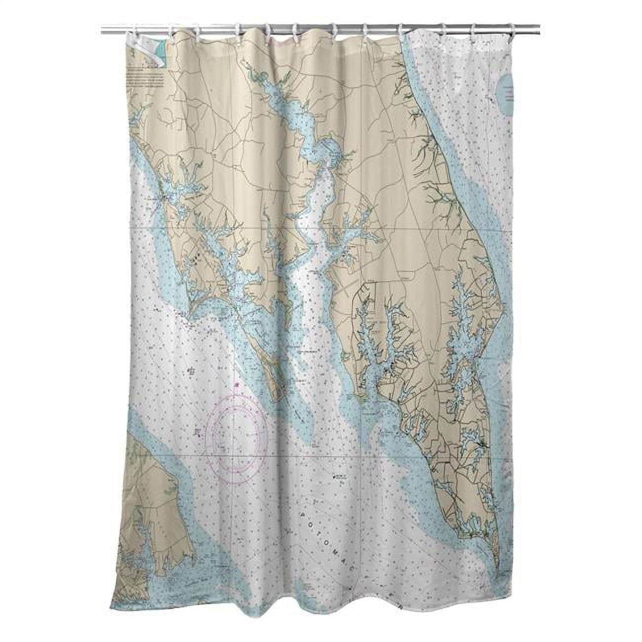 Leonardtown, MD Nautical Map Shower Curtain - 70 x 72 in.