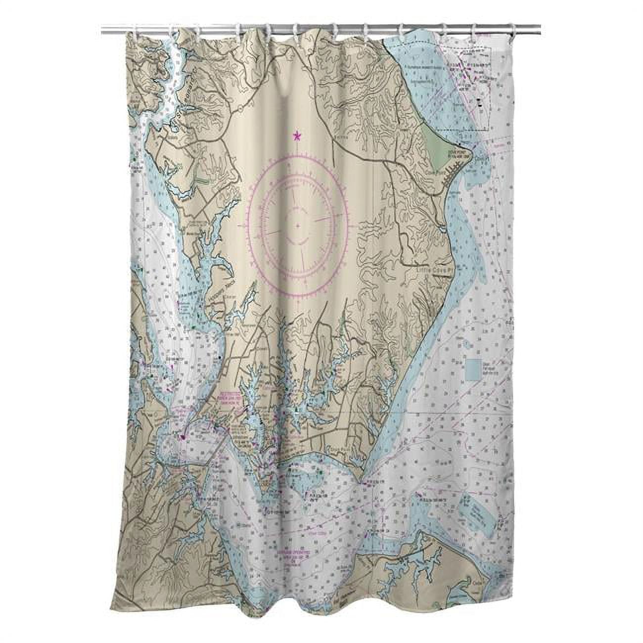 Slomons Island, MD Nautical Map Shower Curtain - 70 x 72 in.