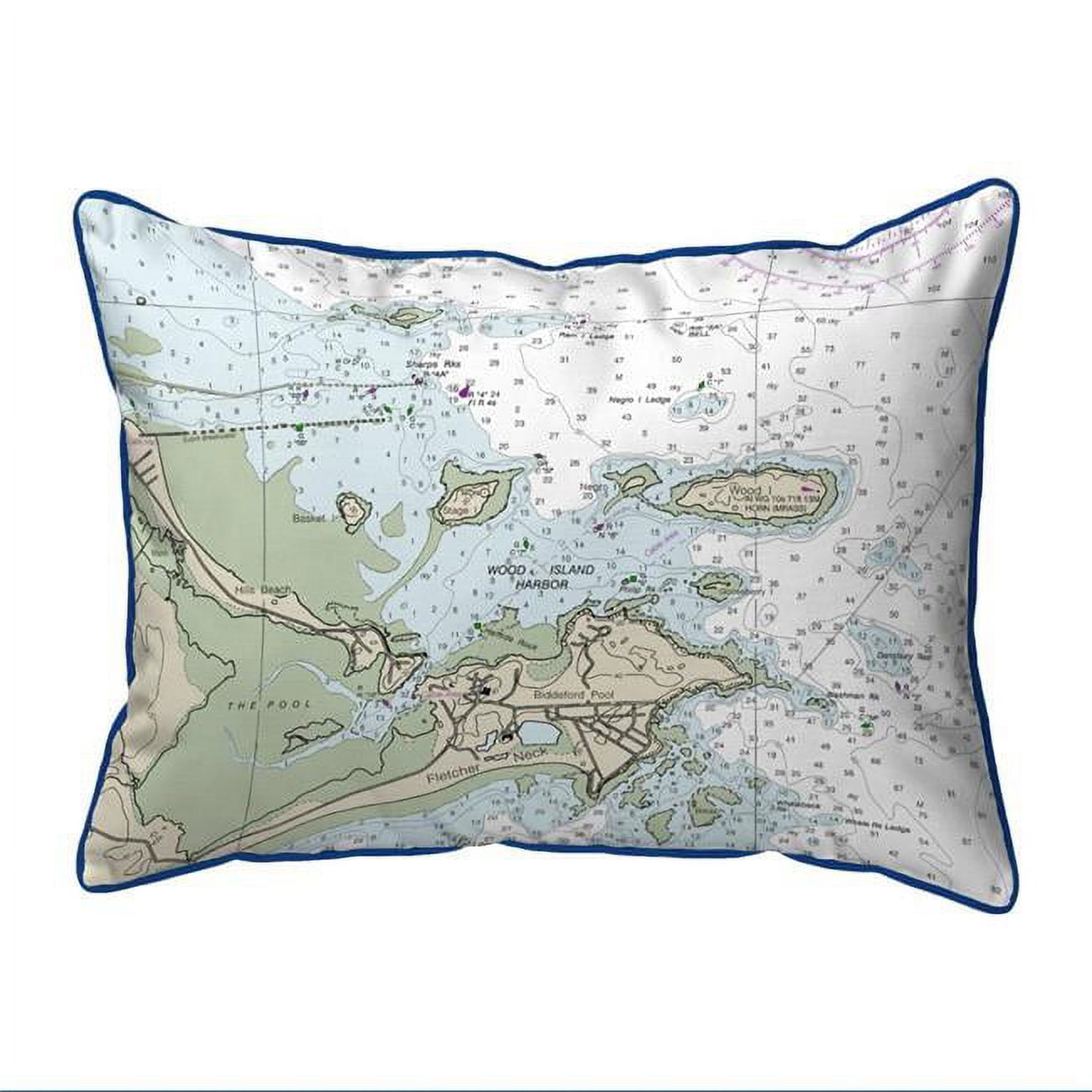 Biddleford Pool, ME Nautical Map Extra Large Zippered Indoor & Outdoor Pillow - 20 x 24 in.