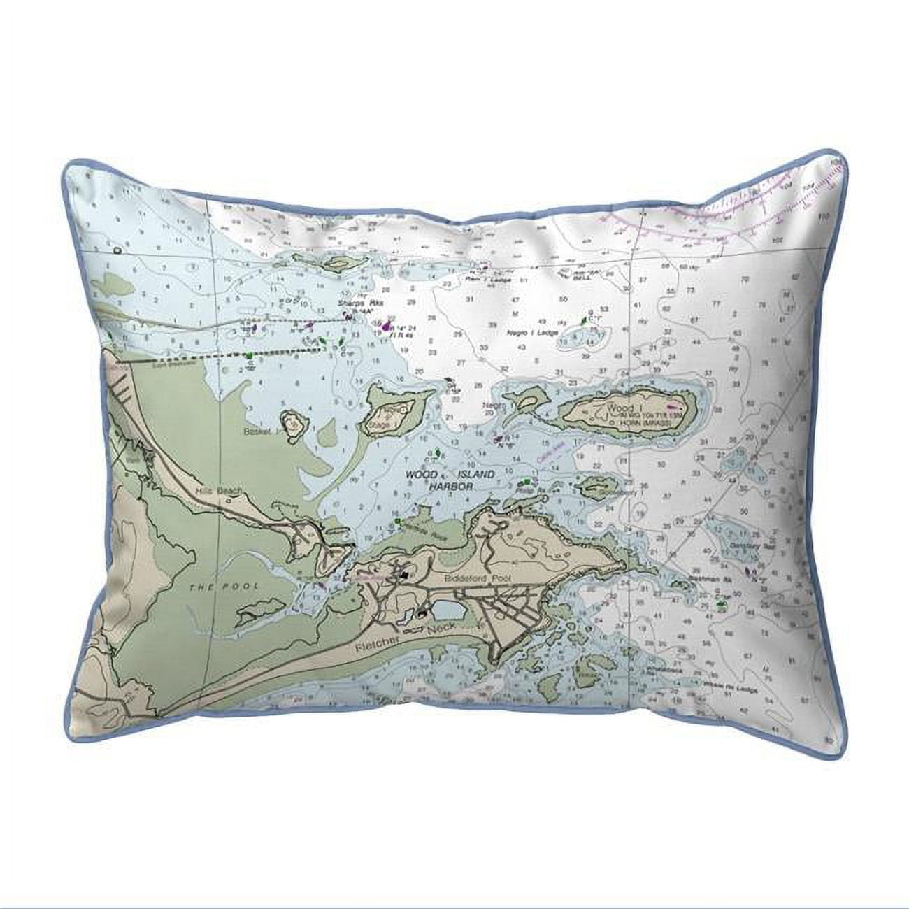 Biddleford Pool, ME Nautical Map - Light Blue Cord Extra Large Zippered Indoor & Outdoor Pillow - 20 x 24 in.