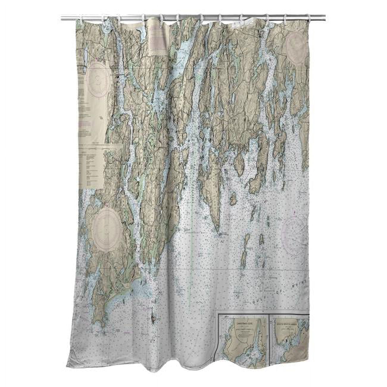 BoothBay, ME Nautical Map Shower Curtain - 70 x 72 in.