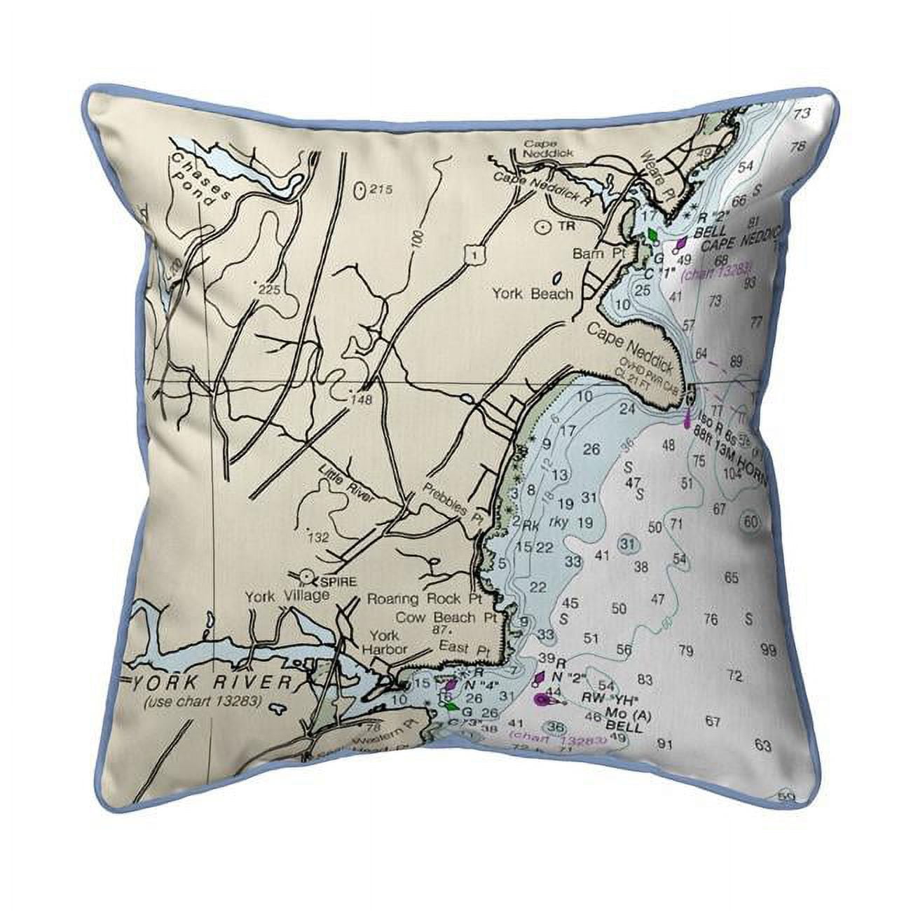 Cape Neddick, ME Nautical Map Small Corded Indoor & Outdoor Pillow - 12 x 12 in.