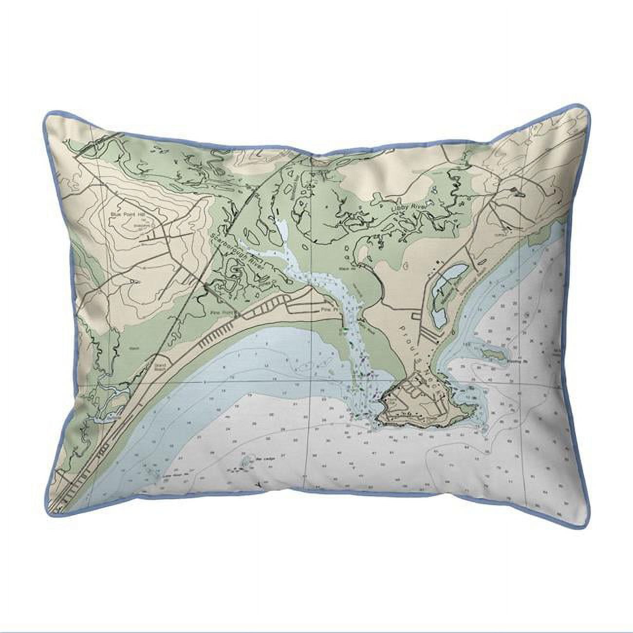 HJ13287PPLB Pine Point, ME Nautical Map - Light Blue Cord Large Corded Indoor & Outdoor Pillow - 16 x 20 in.