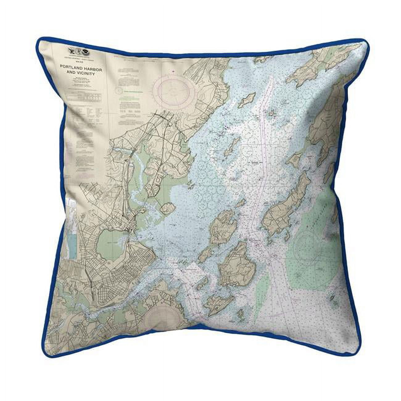 ZP13292PL Portland Harbor & Vacinity, ME Nautical Map Extra Large Zippered Indoor & Outdoor Pillow - 22 x 22 in.