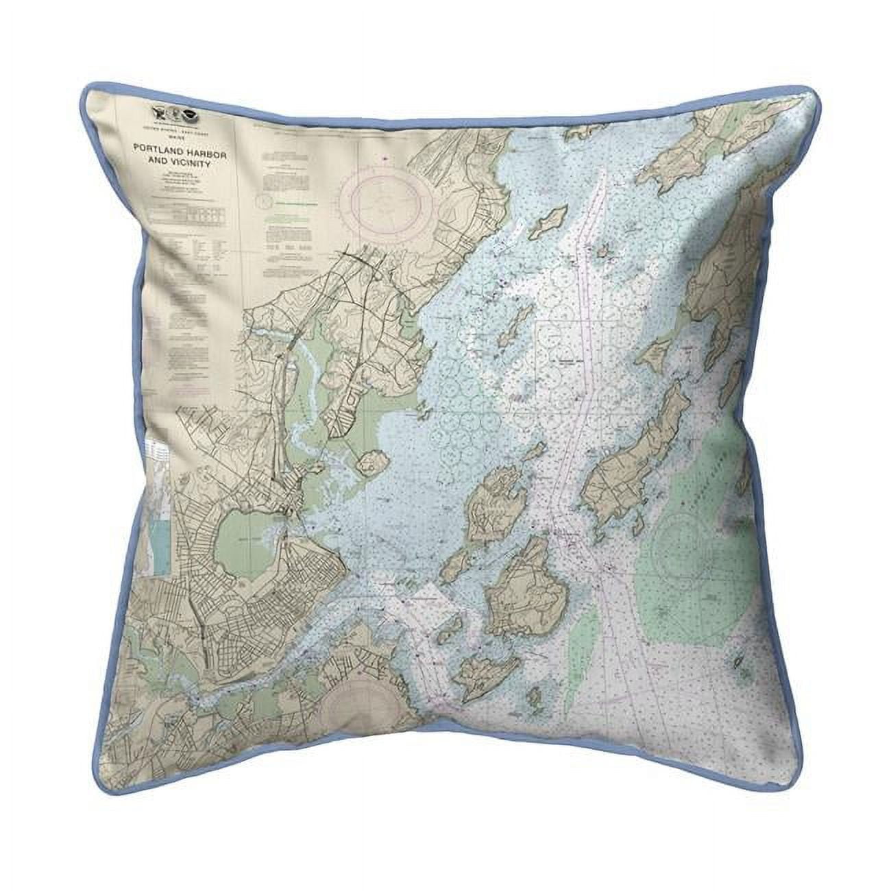 SN13292PLLB Portland Harbor & Vacinity, ME Nautical Map - Light Blue Cord Small Corded Indoor & Outdoor Pillow - 12 x 12 in.