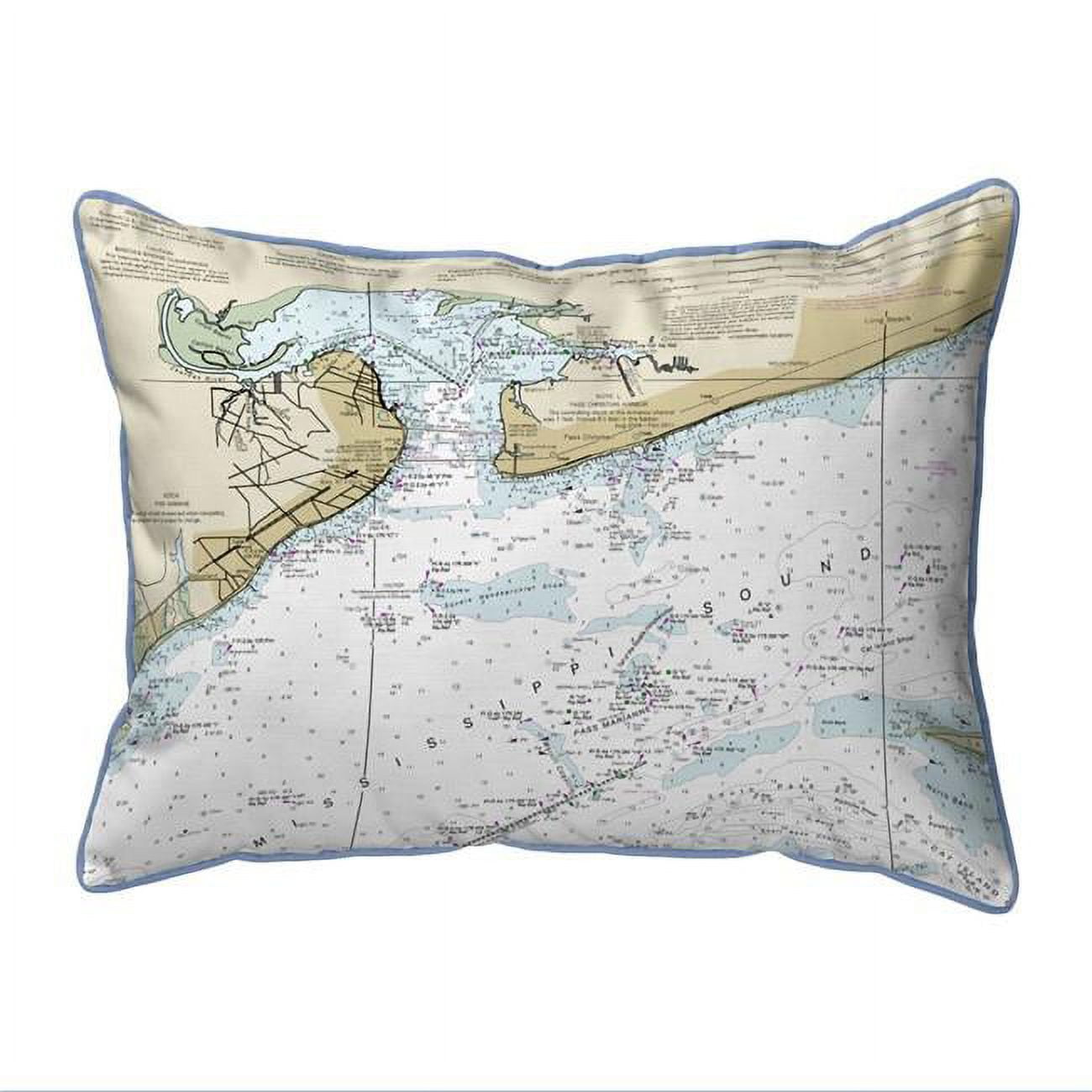 St Louis Bay, MS Nautical Map Extra Large Zippered Indoor & Outdoor Pillow - 20 x 24 in.