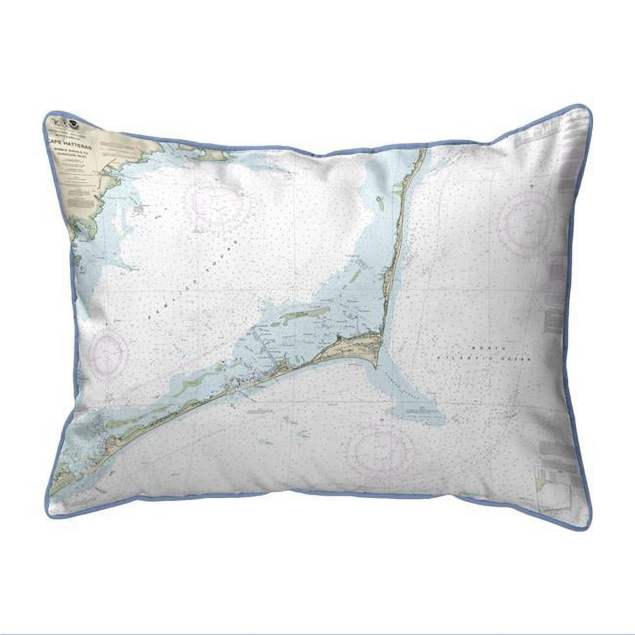 Cape Hatteras, NC Nautical Map Extra Large Zippered Indoor & Outdoor Pillow - 20 x 24 in.