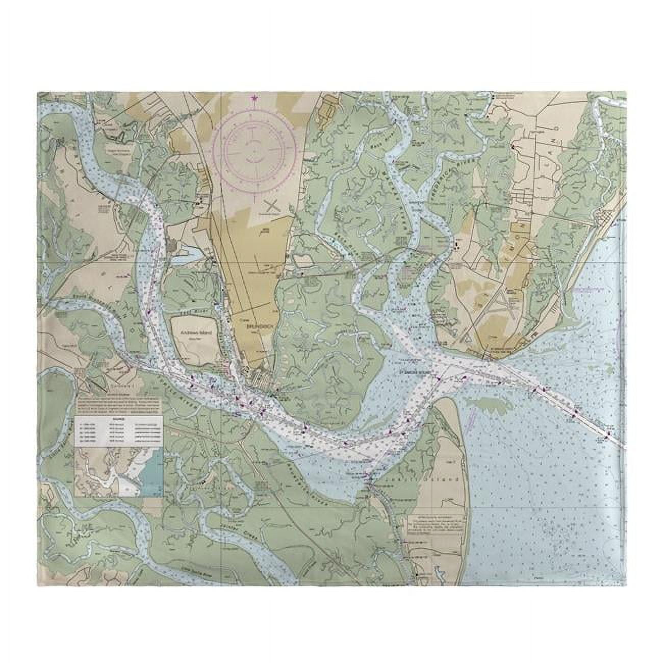 Picture of Betsy Drake BK11506 St Simons Sound&#44; GA Nautical Map Fleece Throw