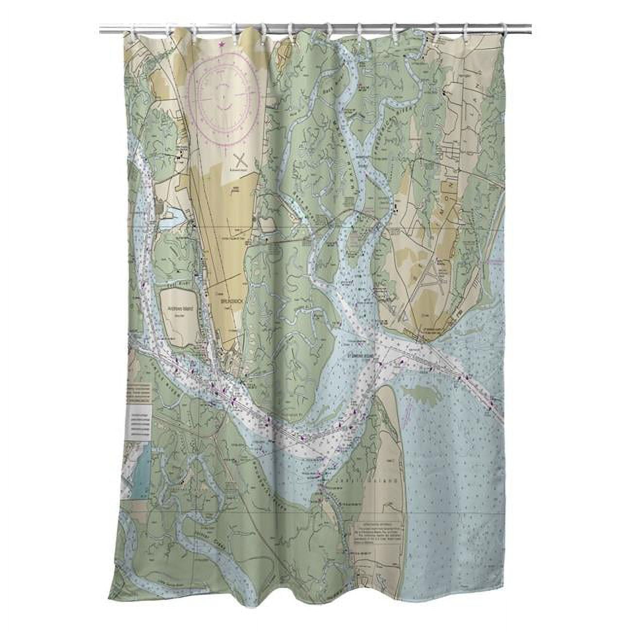 St Simons Sound, GA Nautical Map Shower Curtain - 70 x 72 in.