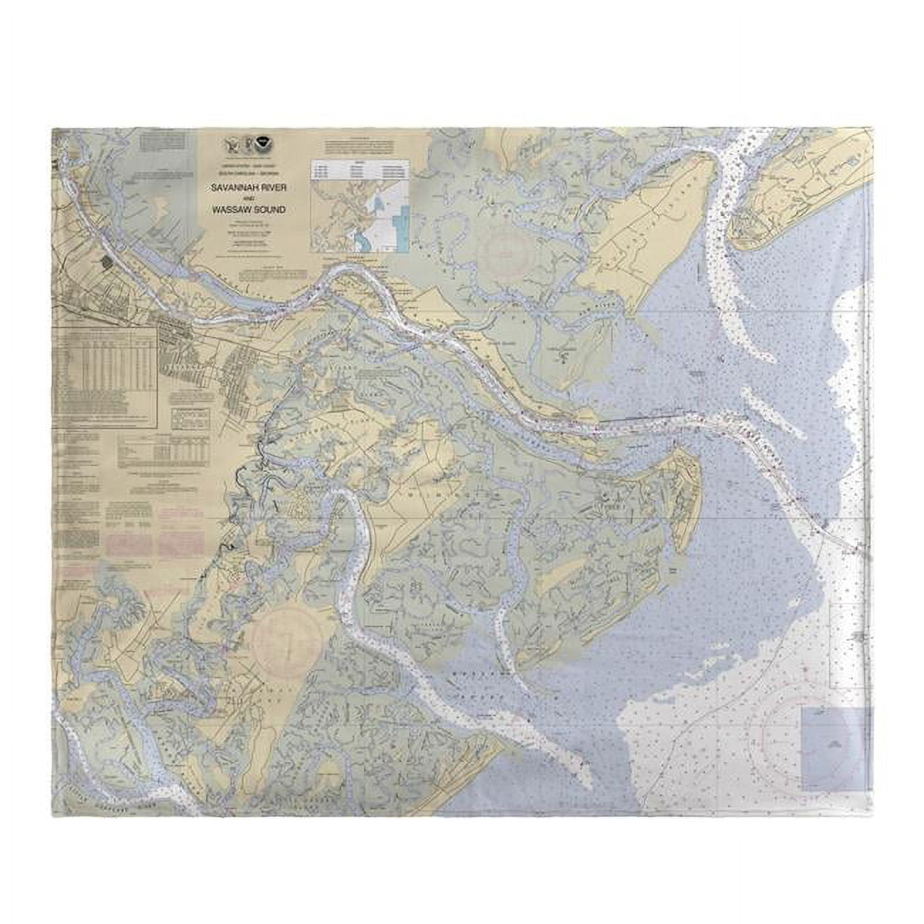 Picture of Betsy Drake BK214 Savannah River & Wassaw Sound&#44; GA Nautical Map Fleece Throw