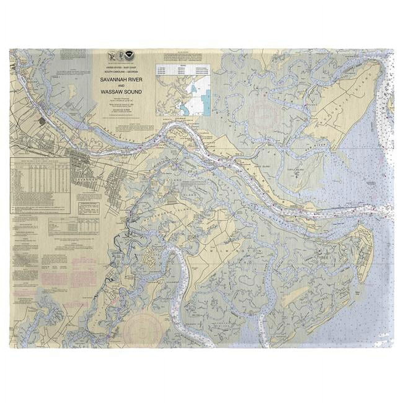 Picture of Betsy Drake PM214 Savannah River & Wassaw Sound, GA Nautical Map Place Mat, 14 x 18 in. - Set of 4