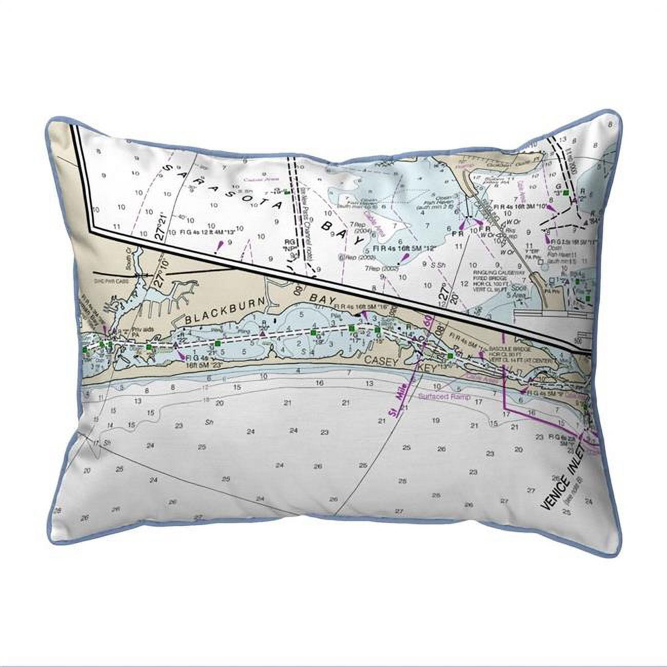 Blackburn Bay, FL Nautical Map Extra Large Zippered Indoor & Outdoor Pillow - 20 x 24 in.