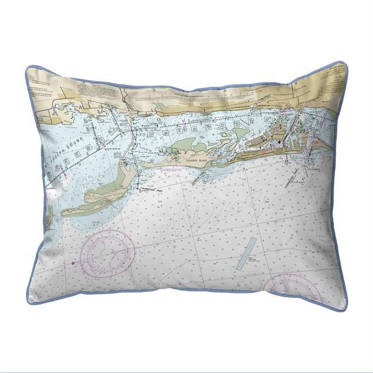 Clearwater Harbor, FL Nautical Map Extra Large Zippered Indoor & Outdoor Pillow - 20 x 24 in.