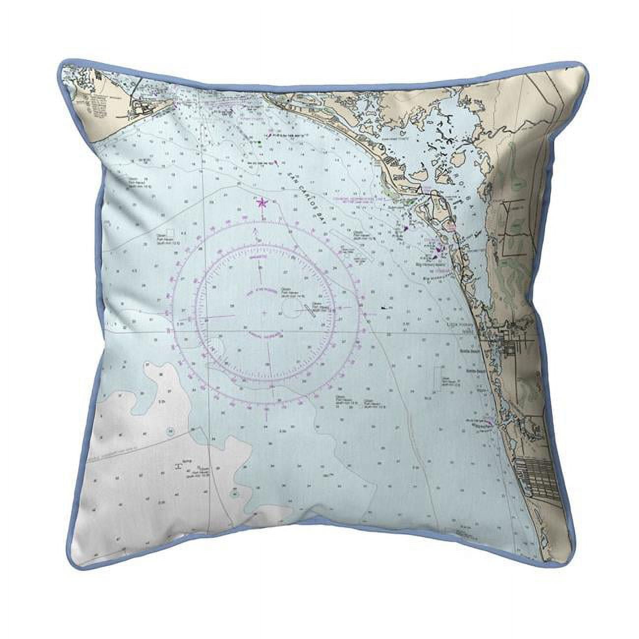 Picture of Betsy Drake HJ11426BS Estero Bay&#44; Bonita Springs&#44; FL Nautical Map Large Corded Indoor & Outdoor Pillow - 18 x 18 in.