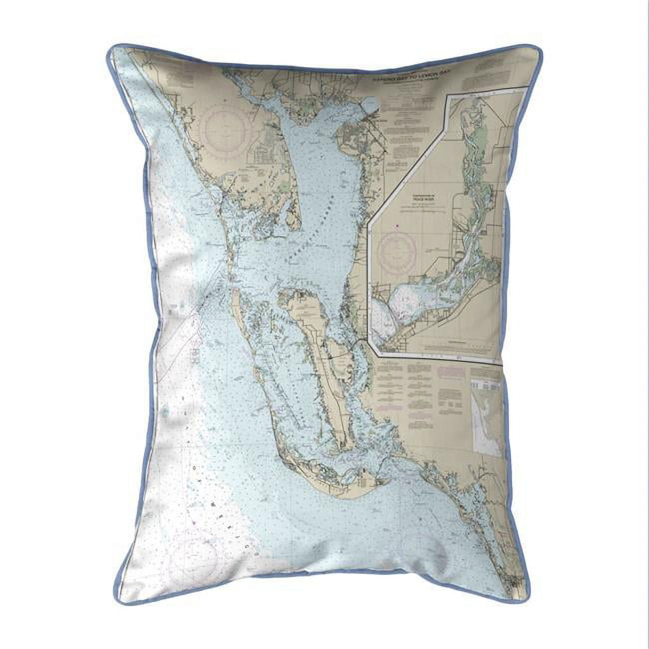 Picture of Betsy Drake HJ11426EL Estero Bay to Lemon Bay&#44; FL Nautical Map Large Corded Indoor & Outdoor Pillow - 16 x 20 in.