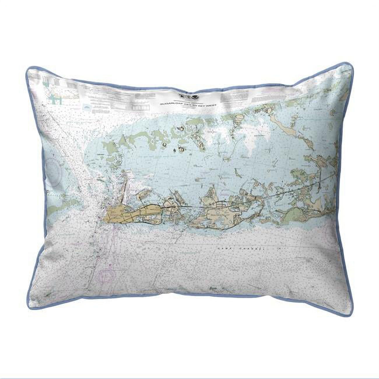 Sugarloaf Key to Key West, FL Nautical Map Extra Large Zippered Indoor & Outdoor Pillow - 20 x 24 in.