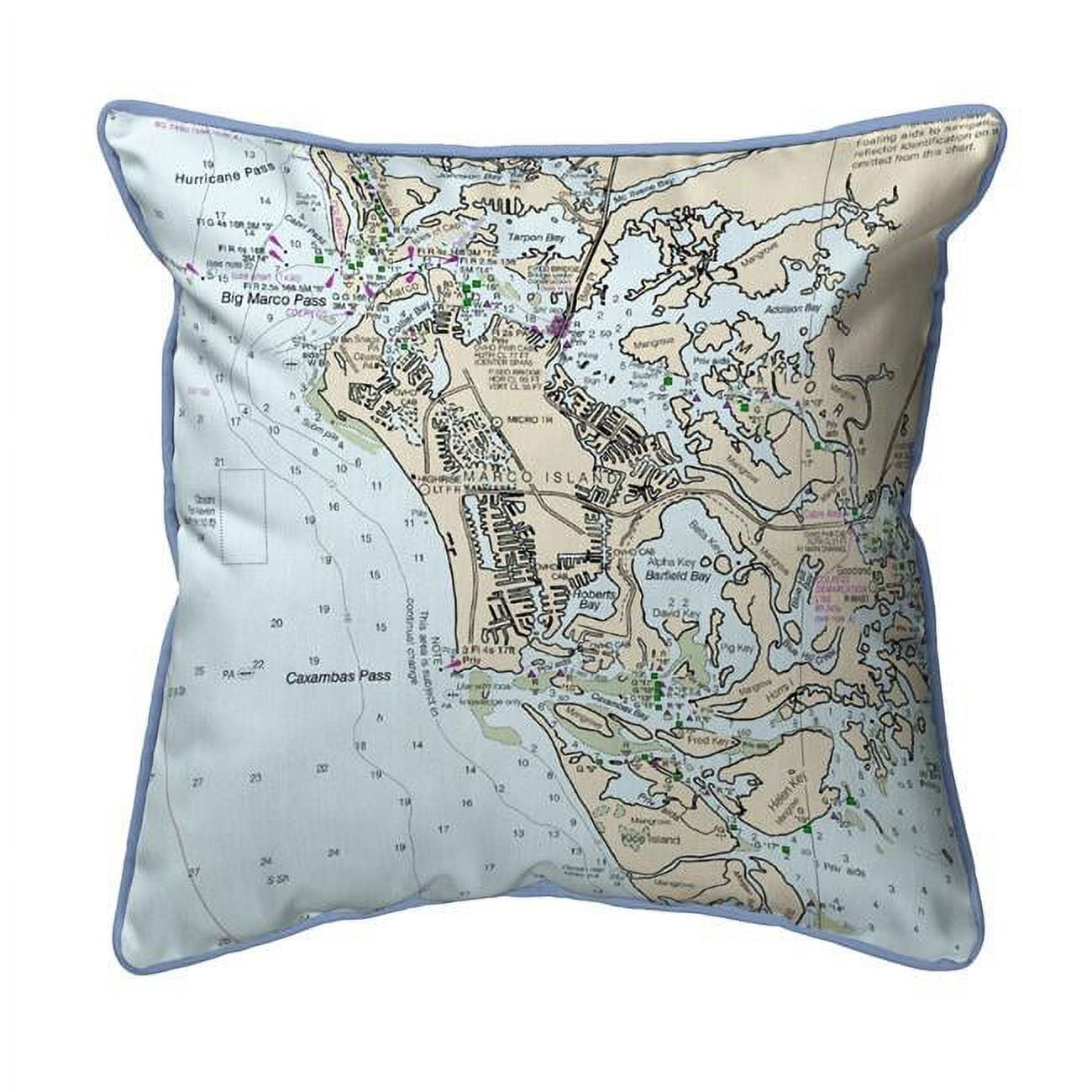 ZP11429MI Marco Island, FL Nautical Map Extra Large Zippered Indoor & Outdoor Pillow - 22 x 22 in.