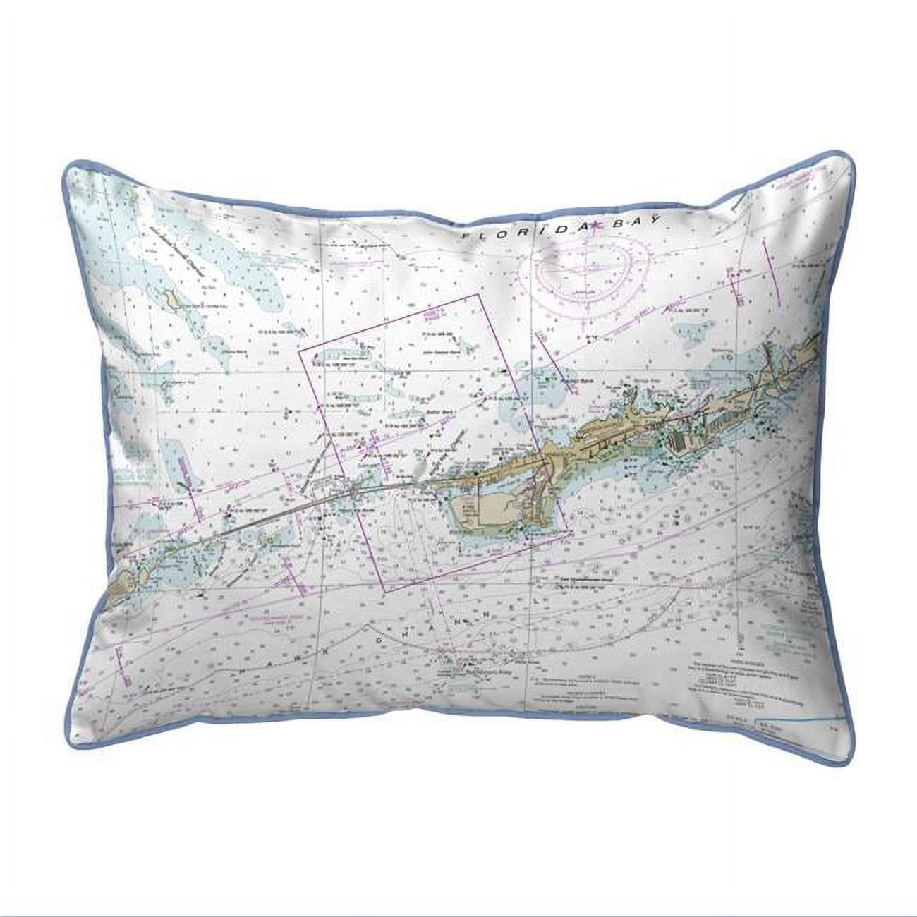Picture of Betsy Drake HJ11451M Miami to Marathon & FLorida Bay&#44; FL Nautical Map Large Corded Indoor & Outdoor Pillow - 16 x 20 in.