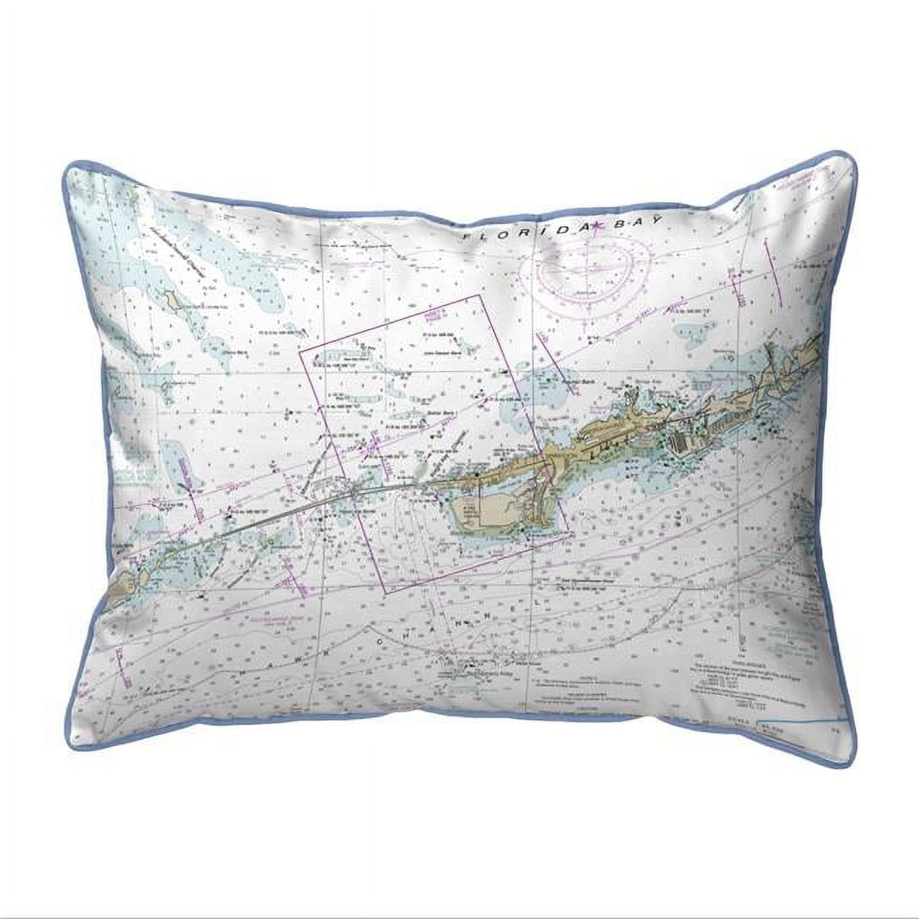 Miami to Marathon & FLorida Bay, FL Nautical Map Extra Large Zippered Indoor & Outdoor Pillow - 20 x 24 in.