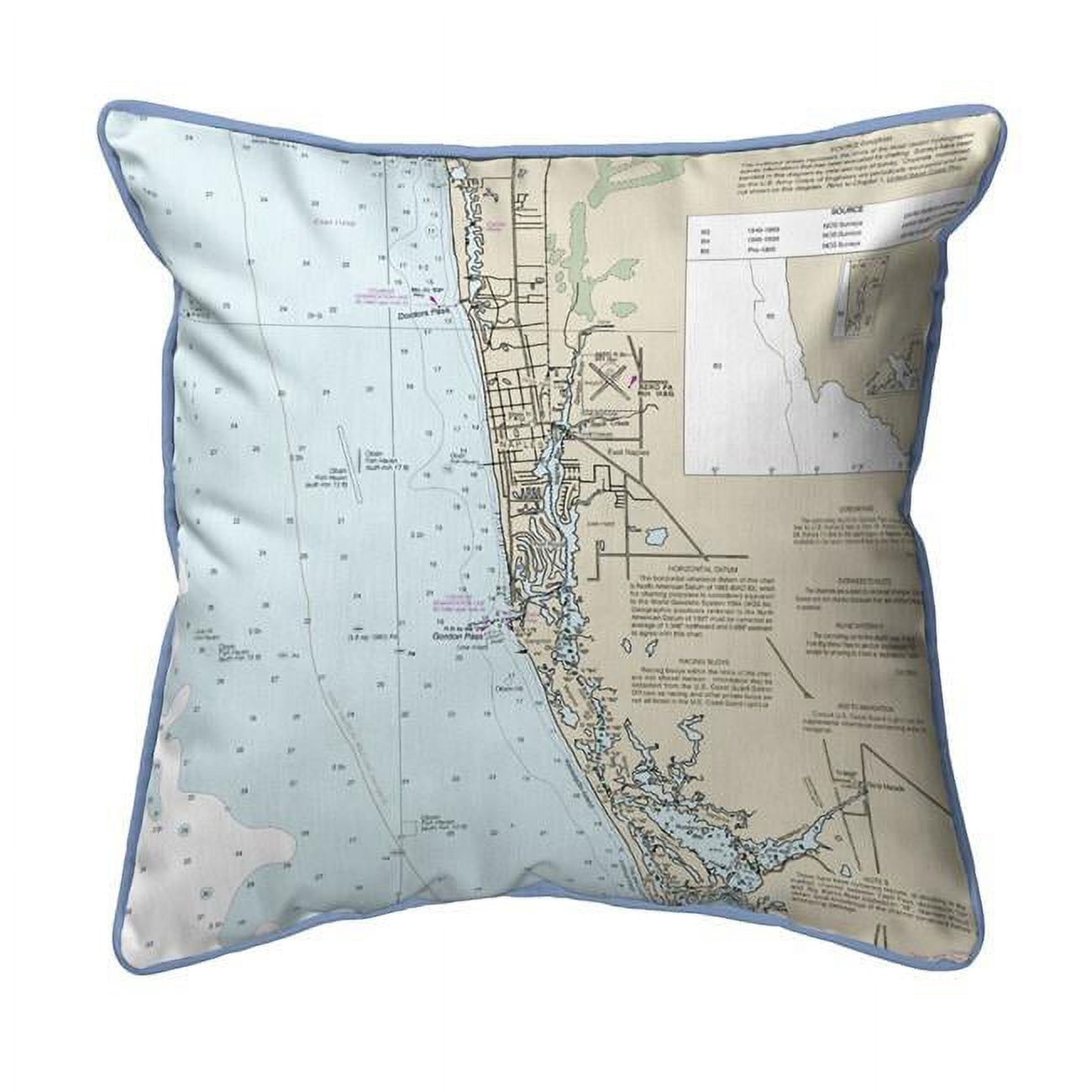 Picture of Betsy Drake HJ11429NA Naples Bay&#44; FL Nautical Map Large Corded Indoor & Outdoor Pillow - 18 x 18 in.