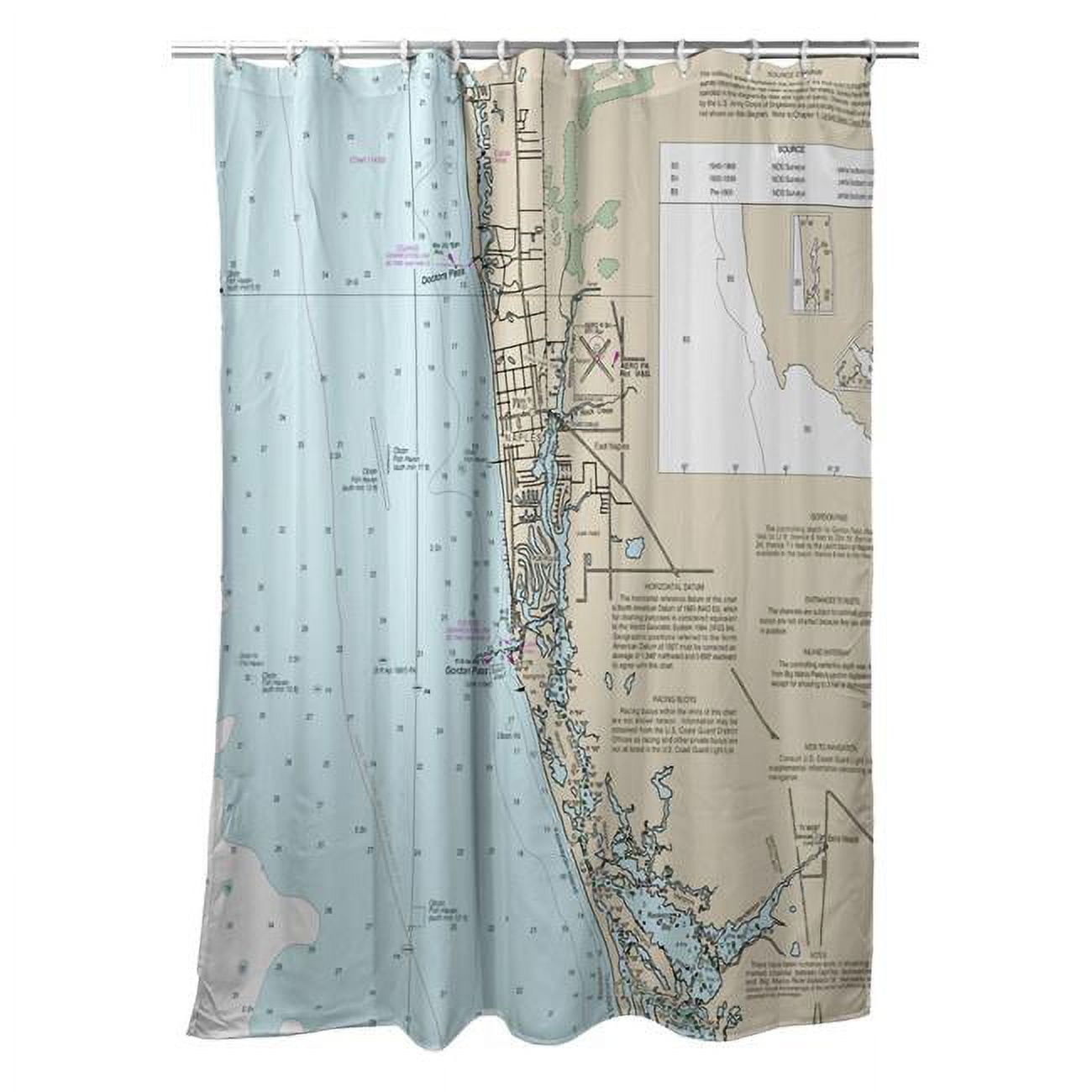 Naples Bay, FL Nautical Map Shower Curtain - 70 x 72 in.