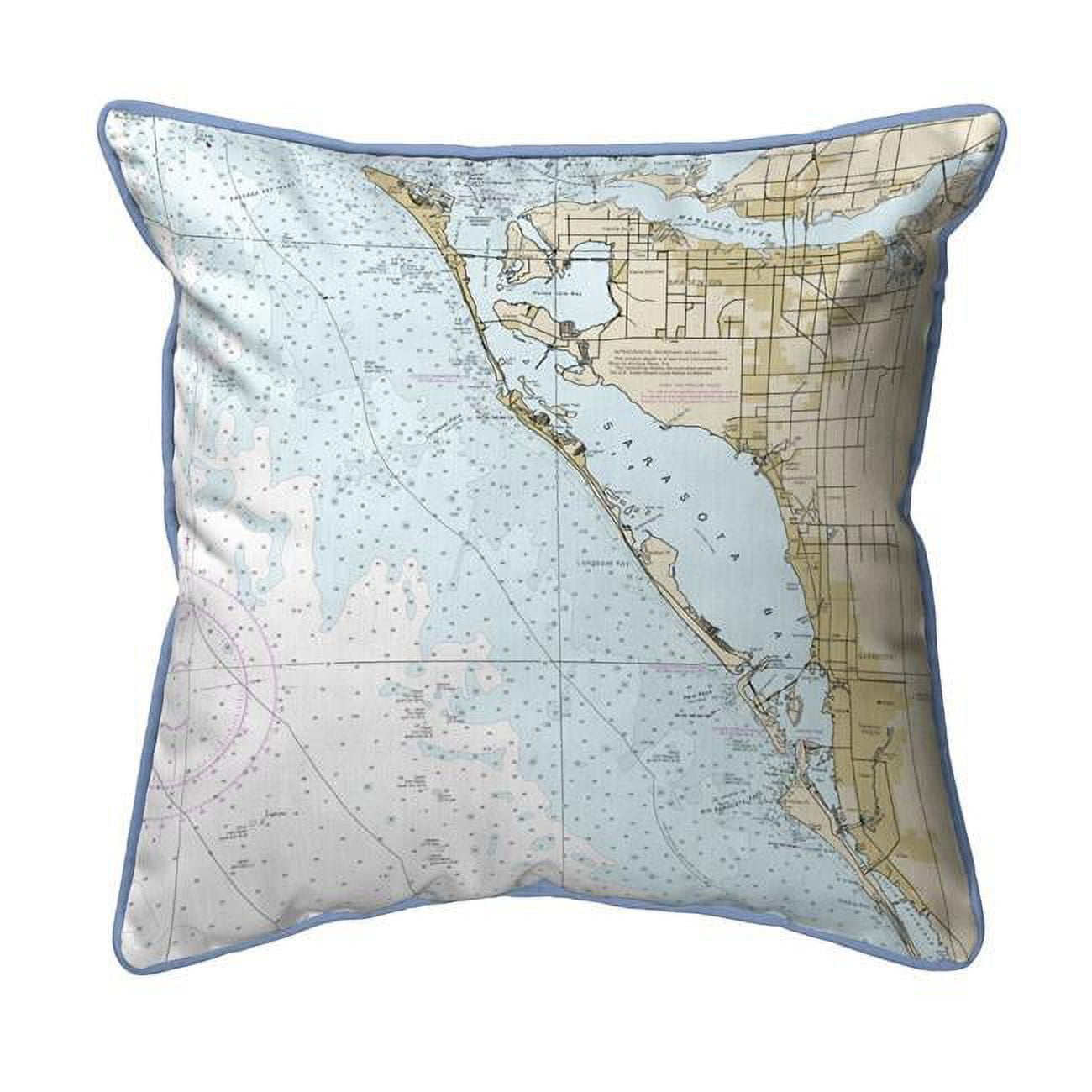 Picture of Betsy Drake HJ11424S Sarasota Bay&#44; FL Nautical Map Large Corded Indoor & Outdoor Pillow - 18 x 18 in.