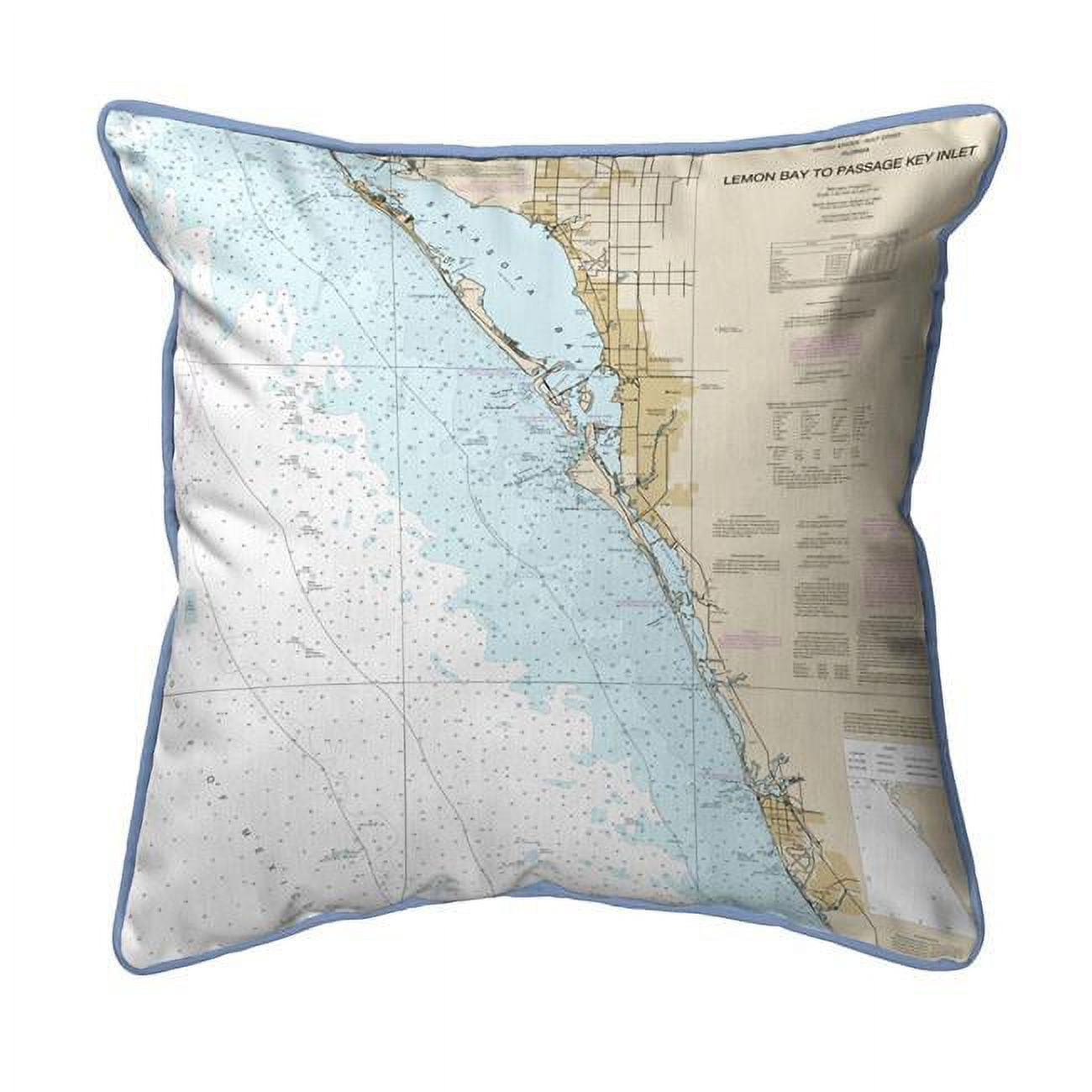 Picture of Betsy Drake HJ11424VE Venice - Lemon Bay to Passage Key Inlet&#44; FL Nautical Map Large Corded Indoor & Outdoor Pillow - 18 x 18 in.