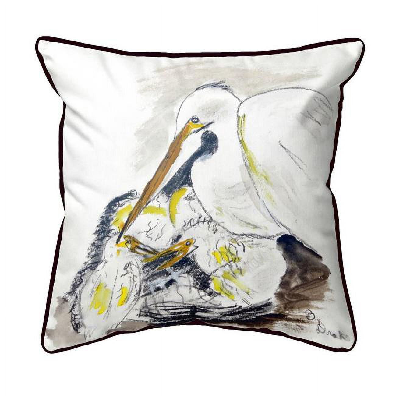 Egret & Chicks Extra Large Zippered Indoor & Outdoor Pillow - 22 x 22 in.