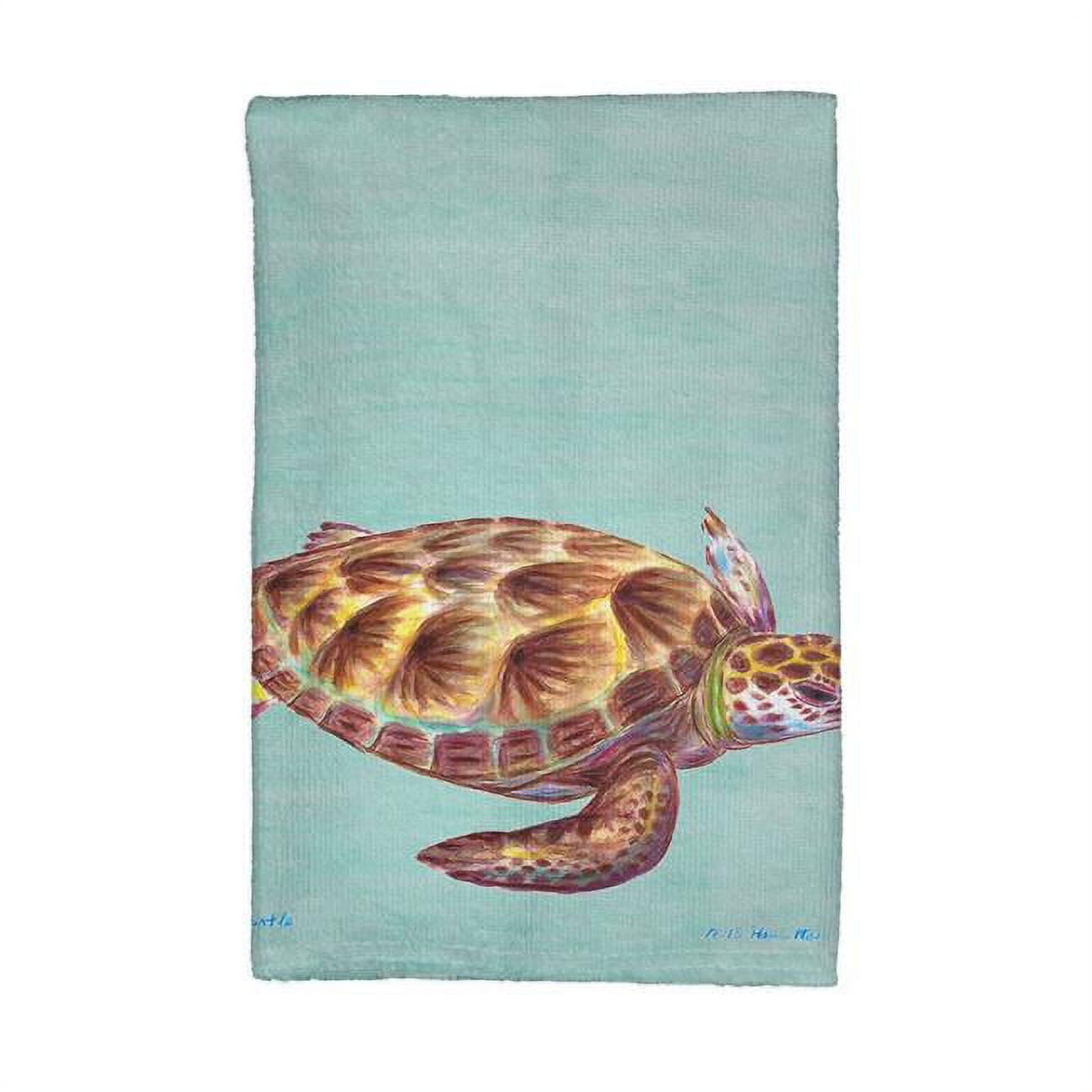 Picture of Betsy Drake KT044C Aqua Green Sea Turtle Kitchen Towel
