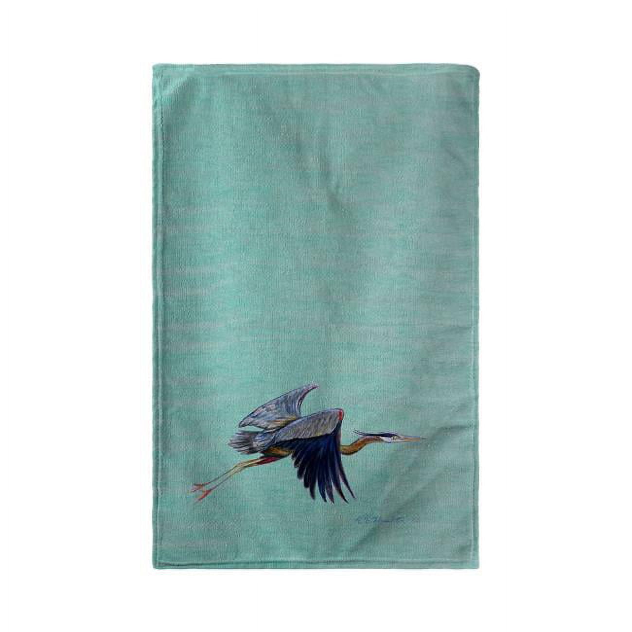 Picture of Betsy Drake KT327C Aqua Eddies Blue Heron Kitchen Towel
