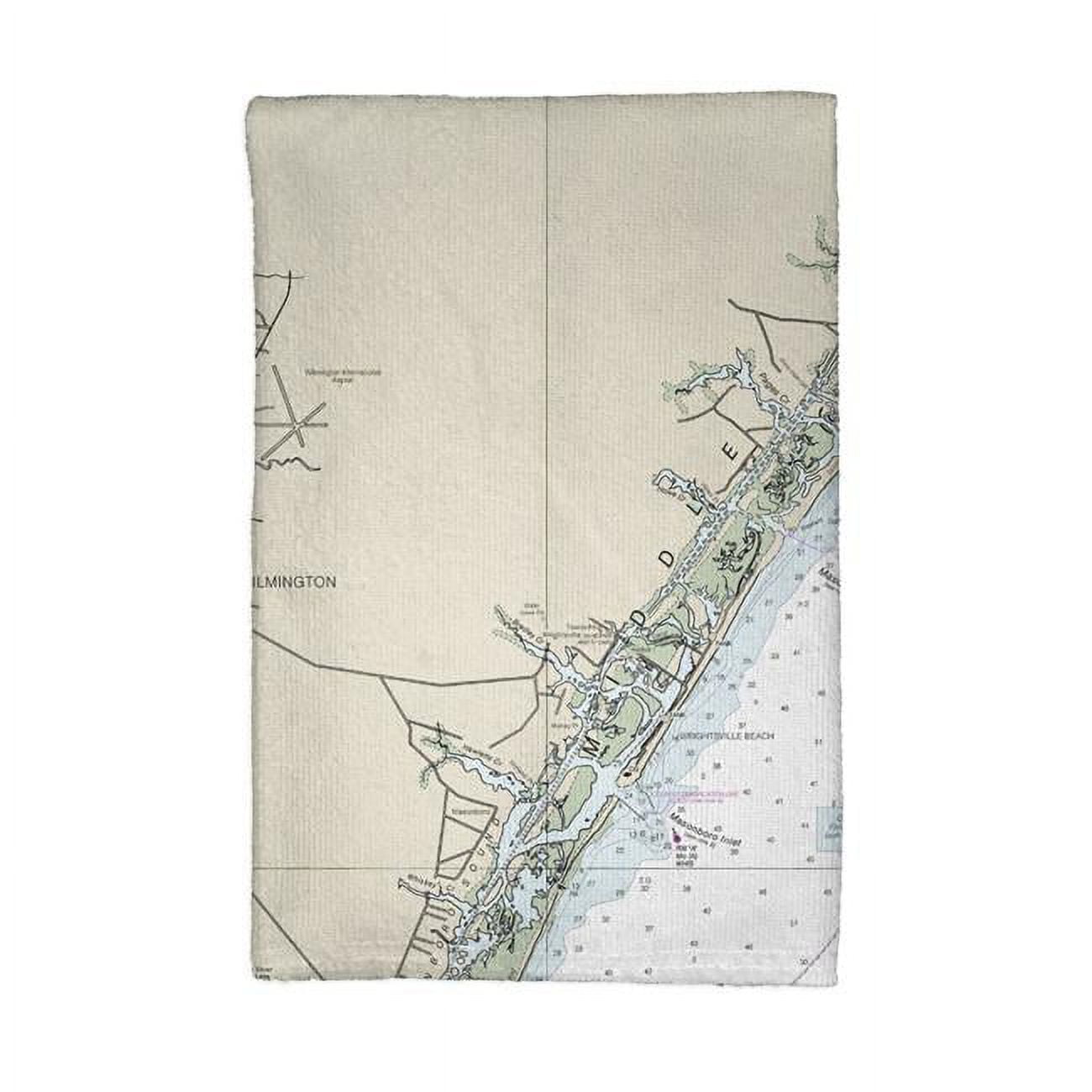 Picture of Betsy Drake KT11539WB Wilmington - Wrightsville Beach, NC Nautical Map Kitchen Towel