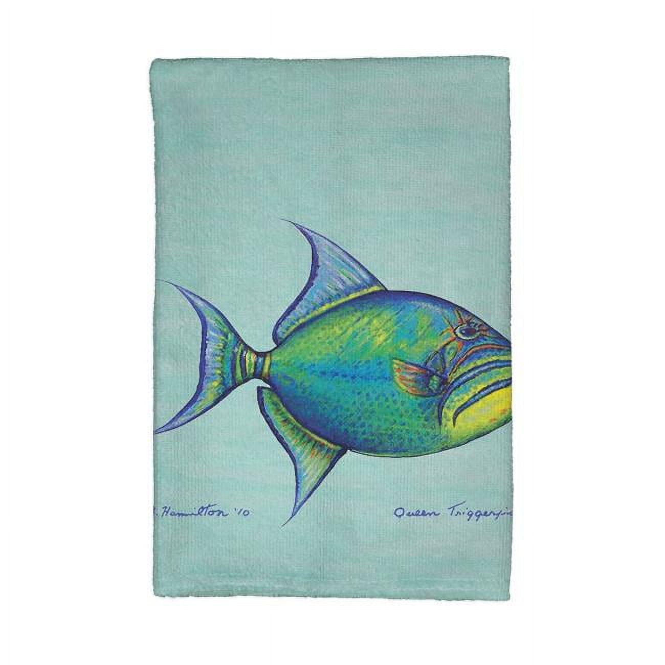 Picture of Betsy Drake KT114C Trigger Fish - Teal Kitchen Towel
